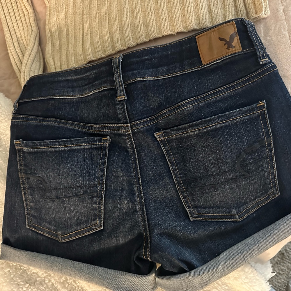 AEO American Eagle Denim Cutoff Shorts in Super Stretch Like New AEO Denim Cafe - Picture 3 of 11